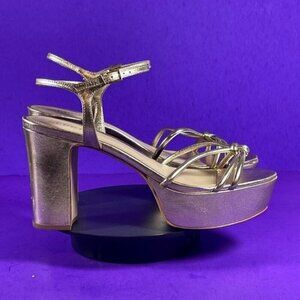 SCHUTZ Metallic Gold Strappy Platform Sandals